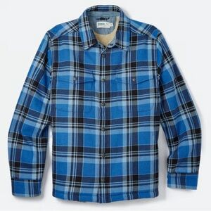 Wellen Sherpa-Lined Flannel Overshirt jacket blue plaid men’s Sz XL